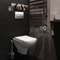 Комплект Унитаз подвесной DIWO Сочи 7508N003-0079 безободковый + Крышка Yakut 0344 быстросъемное, с микролифтом + Инсталляция + Кнопка 7321 хром матовый