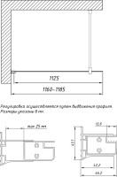 Душевая перегородка Vegas Glass EAF 116 01 01 профиль белый, стекло прозрачное