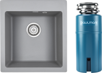 Комплект Мойка Paulmark Kante 45 PM104651-GRM серый металлик + Измельчитель Intenso Комплект Мойка Paulmark Kante 45 PM104651-GRM серый металлик + Измельчитель Intenso