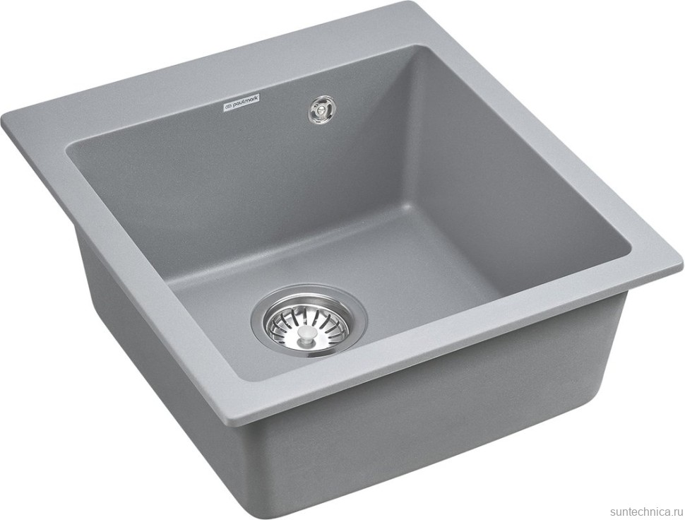 Комплект Мойка Paulmark Kante 45 PM104651-GRM серый металлик + Измельчитель Intenso