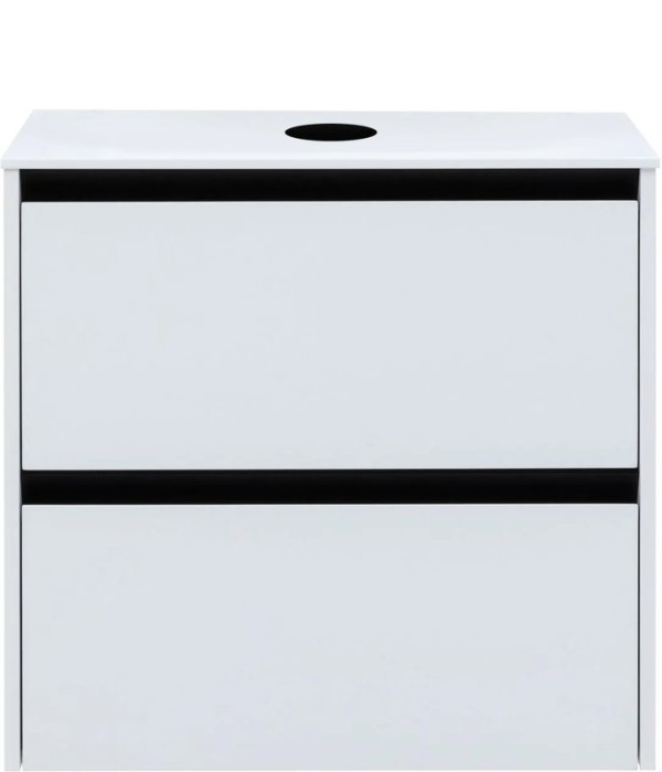 Тумба под раковину со столешницей Allen Brau Activity 70 с подсветкой, матовый белый, черный браш, столешница белая