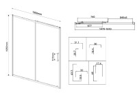 Душевая дверь в нишу Vincea City VDS-5CT150CLGM 150x195, профиль вороненая сталь