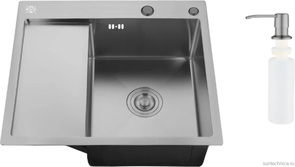 Мойка кухонная РМС MRK-5851BL-R c дозатором, графит