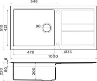 Комплект Мойка Omoikiri Kitagawa 100 белая + Измельчитель Nagare slim 1250