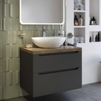 Тумба с раковиной STWORKI Берген 80 серая со светлой столешницей, Moduo 55 Leaf