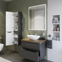 Тумба с раковиной STWORKI Берген 80 серая со светлой столешницей, Moduo 55 Leaf