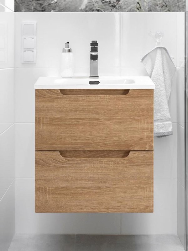 Тумба с раковиной BelBagno Etna 50 2 ящика, rovere bianco