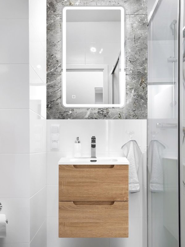 Тумба с раковиной BelBagno Etna 50 2 ящика, rovere bianco