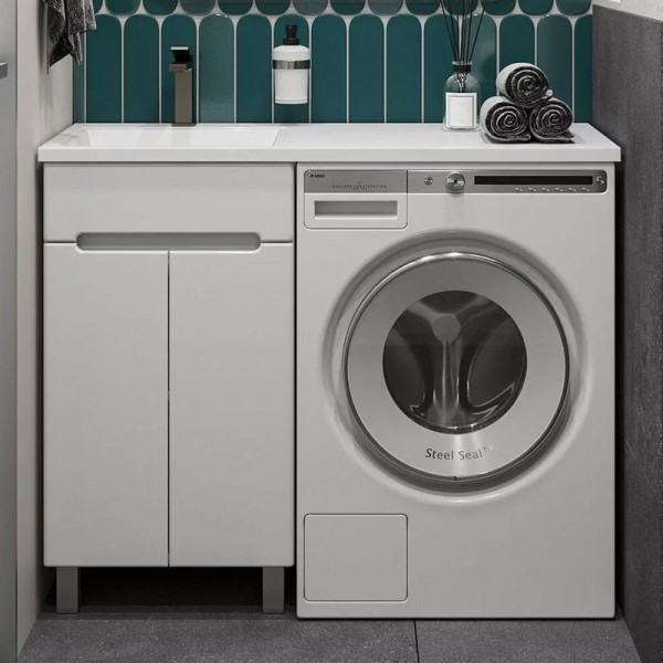 Тумба с раковиной SanStar Эллада 50 белая, раковина Эстет Даллас 1100 L