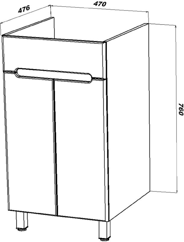 Тумба с раковиной SanStar Эллада 50 белая, раковина Эстет Даллас 1100 L