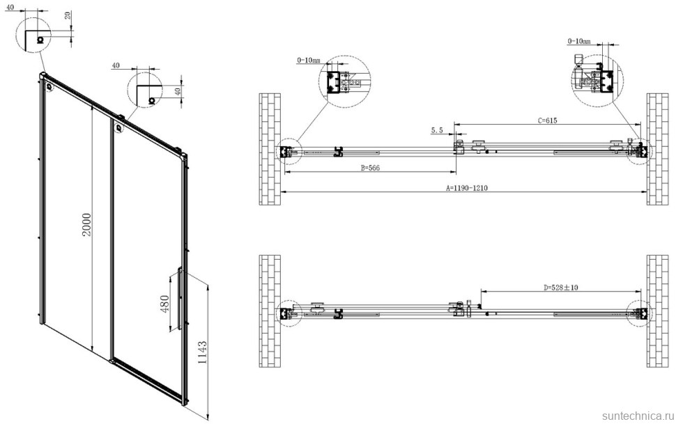 Душевая дверь в нишу Vincea Ultima VDS-7UL120CL 120 см, профиль хром, стекло прозрачное