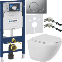 Комплект Унитаз подвесной BelBagno Amanda BB051CHR безободковый + Крышка BB051SC с микролифтом + Инсталляция Geberit Duofix UP 320 111.300.00.5 + Кнопка Sigma 01 115.770.JQ.5 лакированная, матовый хром + Крепления 111.815.00.1 к стене + Звукоизоляция