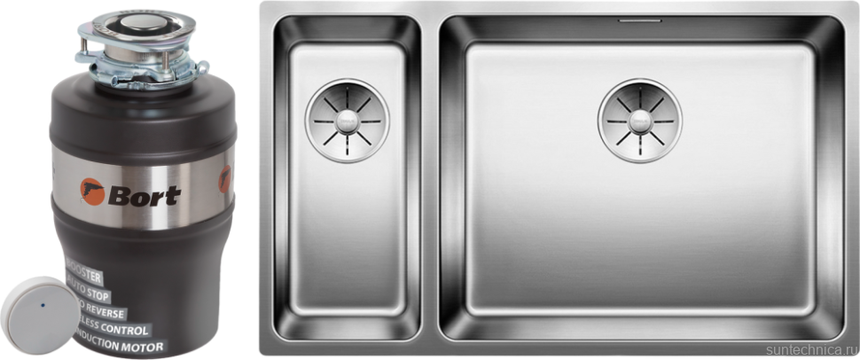 Комплект Мойка Blanco Andano 500/180-U R + Измельчитель Bort Alligator Mega