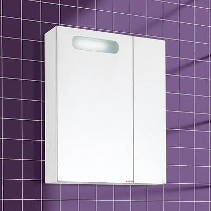 Зеркало-шкаф Vod-Ok Мальта L 60 белое, с подсветкой