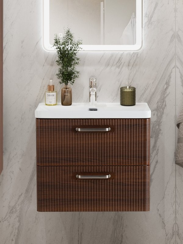 Тумба с раковиной BelBagno Due 60 ручки матовый атласный никель, noce