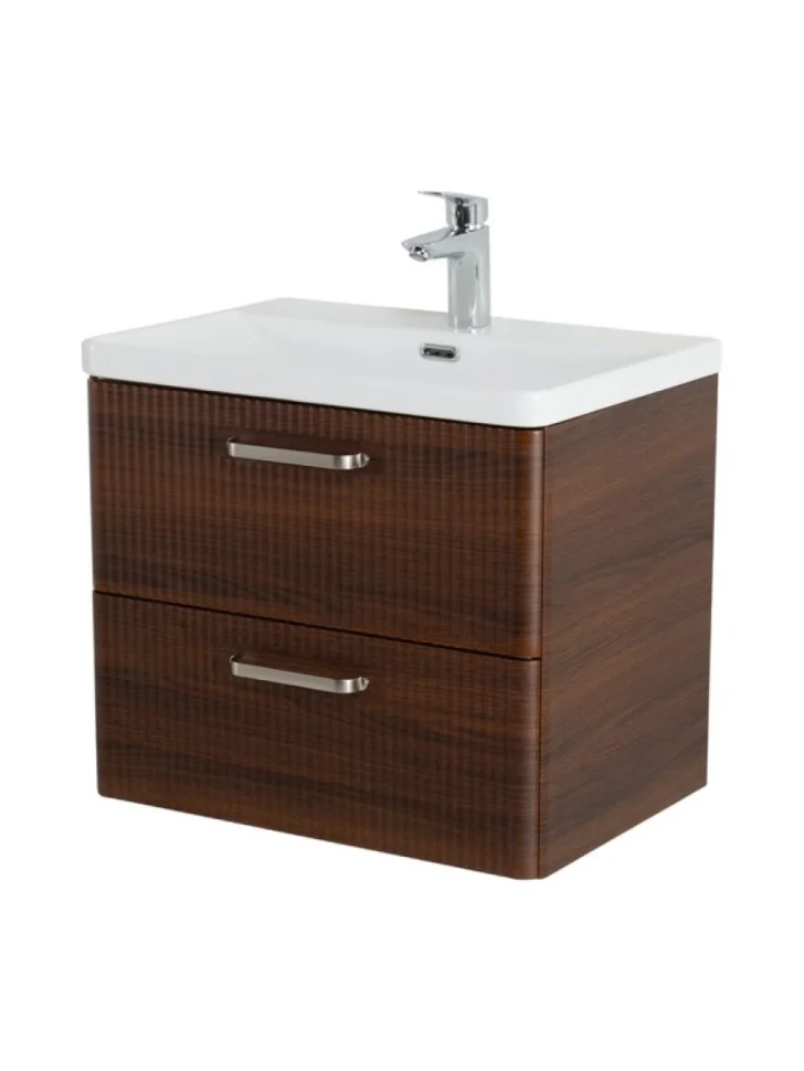Тумба с раковиной BelBagno Due 60 ручки матовый атласный никель, noce