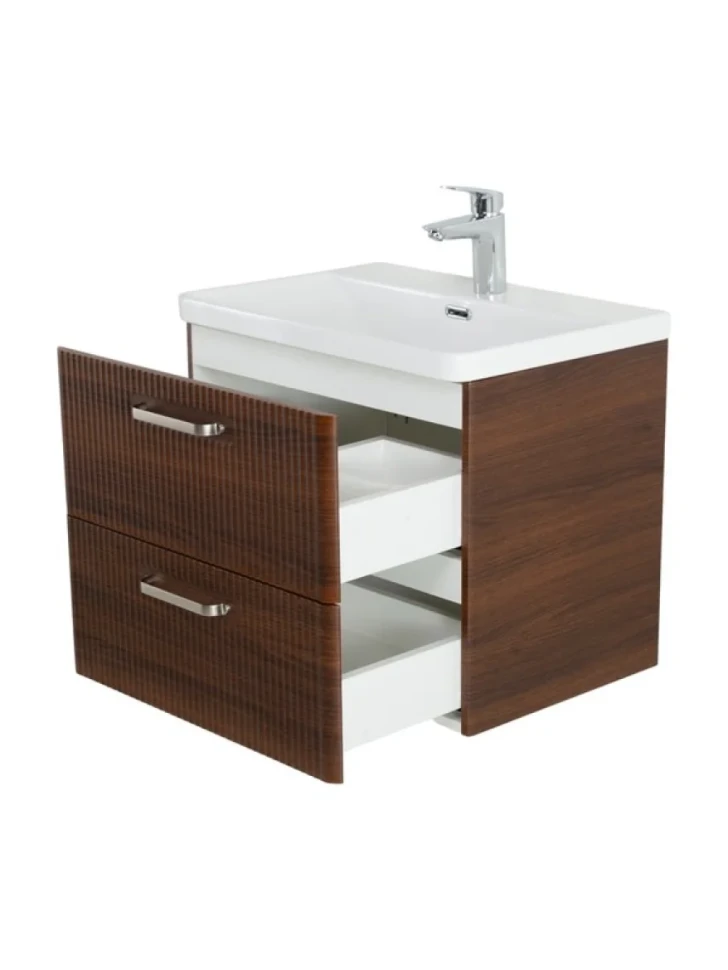 Тумба с раковиной BelBagno Due 60 ручки матовый атласный никель, noce