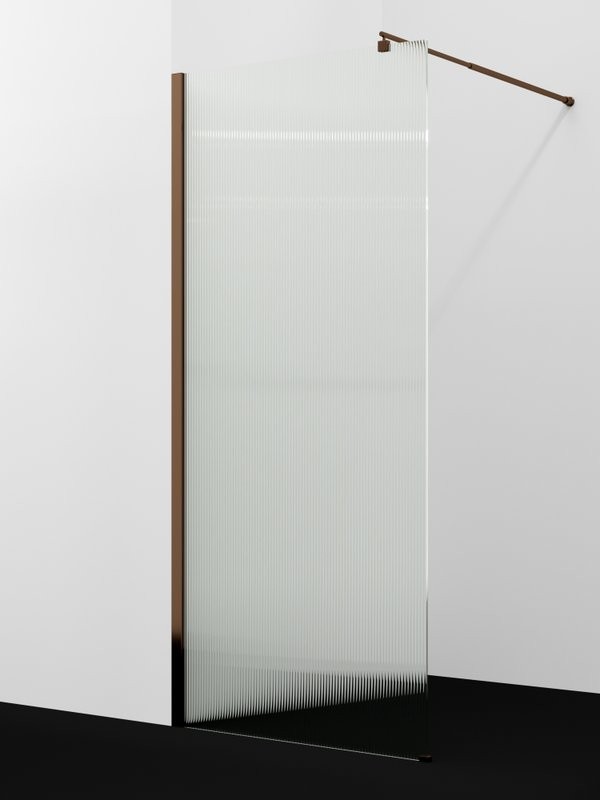 Душевая перегородка Wasserkraft Rur 30W 120 см, профиль розовое золото, стекло рифленое