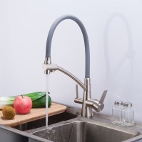 Смеситель для кухни Gappo G4398 с гибким изливом, сатин, серый