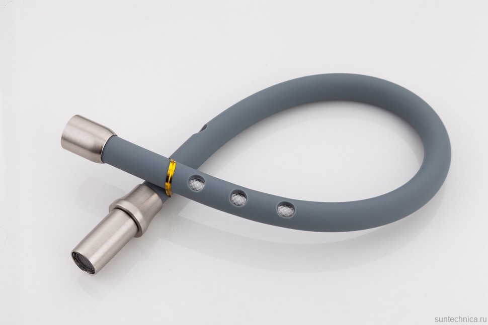 Смеситель для кухни Gappo G4398 с гибким изливом, сатин, серый