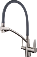 Смеситель для кухни Gappo G4398 с гибким изливом, сатин, серый