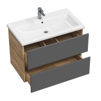 Тумба с раковиной SanStar Graffa 70 подвесная, дуб вотан, раковина Фостер