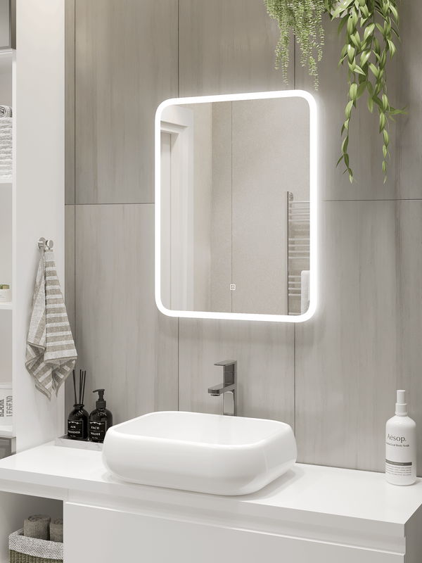 Зеркало CONTINENT Led Bruno 60х80 см, сенсорное, с холодной подсветкой