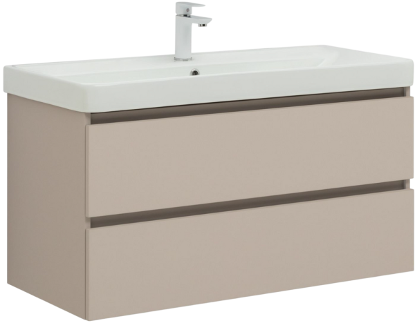 Тумба с раковиной Aquanet Вега 2.0 100 подвесная, бежевая матовая