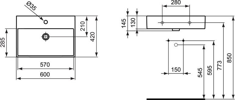 Накладная раковина Ideal Standard Strada K077801 60 см
