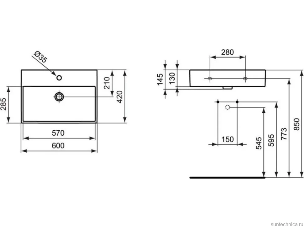 Накладная раковина Ideal Standard Strada K077801 60 см