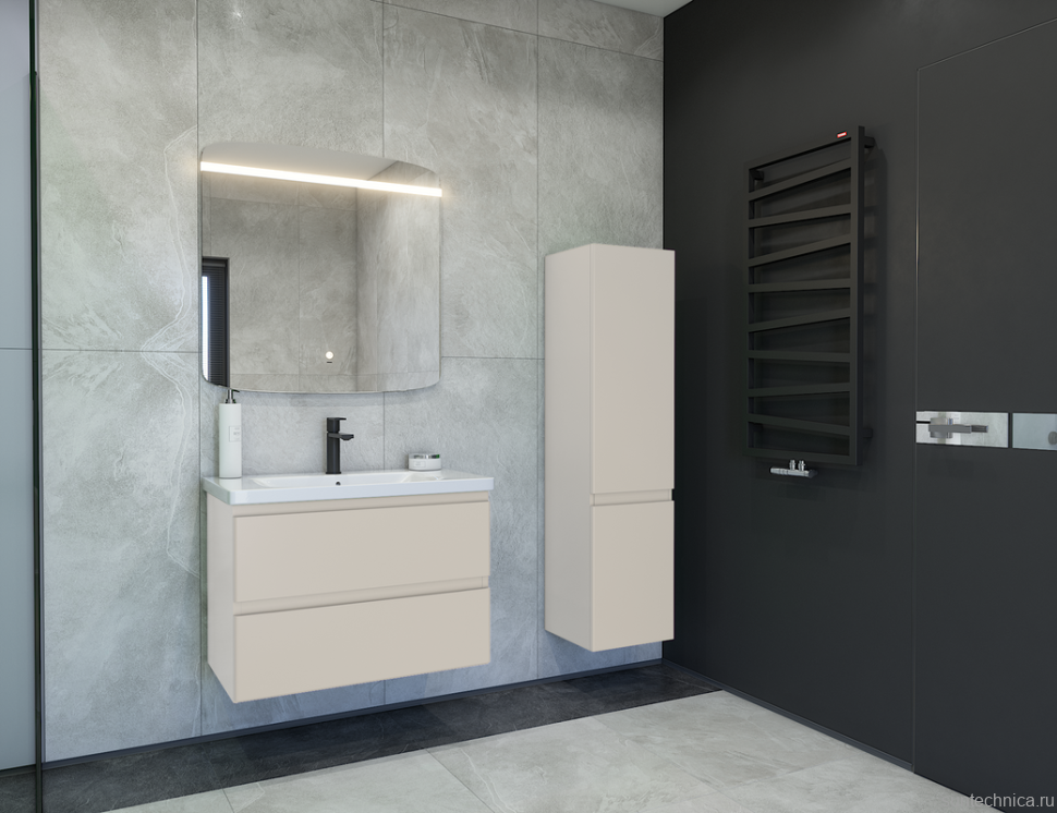 Тумба под раковину без столешницы Caprigo Forte 80 подвесная, беж лайт