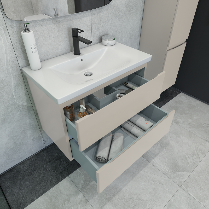 Тумба под раковину без столешницы Caprigo Forte 80 подвесная, беж лайт