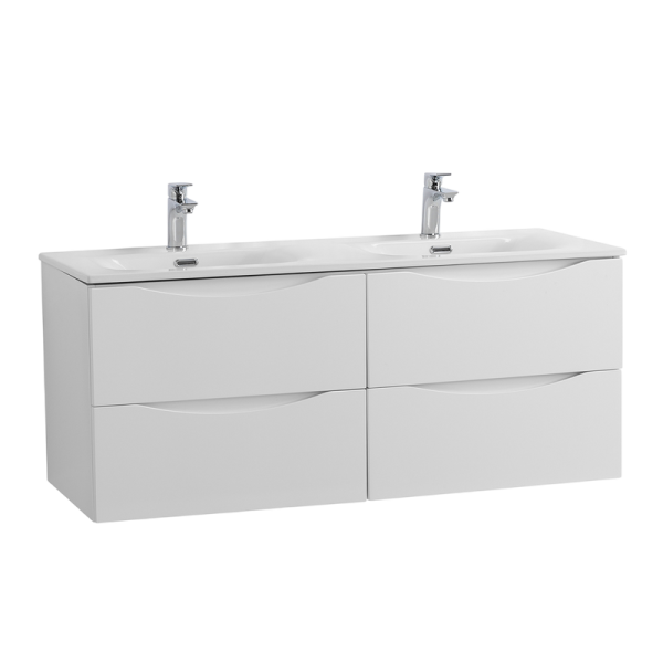 Тумба с раковиной BelBagno Marino-cer-n 120 подвесная, bianco lucido, для двоих