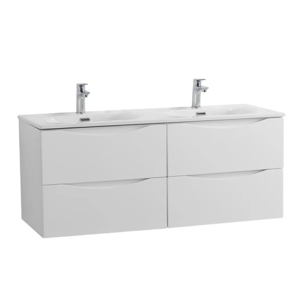 Тумба с раковиной BelBagno Marino-cer-n 120 подвесная, bianco lucido, для двоих