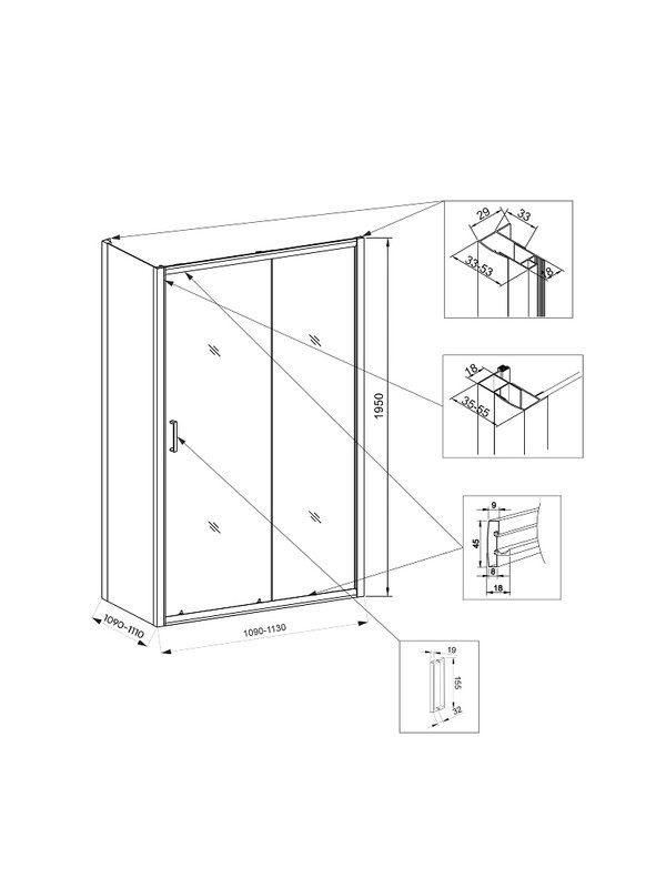 Душевой уголок Veconi Rovigo RV-046 110x110x195, профиль матовый хром, стекло прозрачное