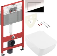 Комплект Унитаз подвесной Villeroy & Boch Venticello 4611RL01 безободковый, альпийский белый + Инсталляция TECE Now 9400412 4 в 1 с кнопкой смыва