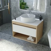 Тумба с раковиной Teymi Ritta 65 дуб эврика, матовая белая, раковина Lina S D40