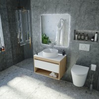 Тумба с раковиной Teymi Ritta 65 дуб эврика, матовая белая, раковина Lina S D40