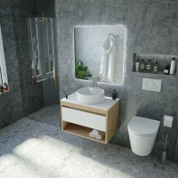 Тумба с раковиной Teymi Ritta 65 дуб эврика, матовая белая, раковина Lina S D40