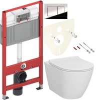 Комплект Унитаз подвесной VitrA Sanibelle 7551B003-0075 безободковый + Крышка 801-003-019 с микролифтом + Инсталляция TECE Now 9400412 4 в 1 с кнопкой смыва