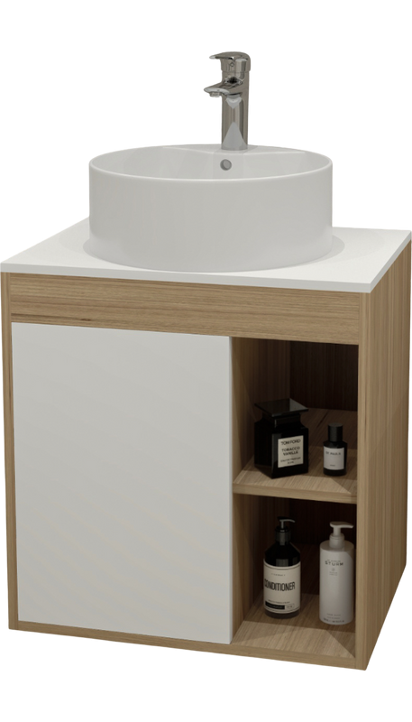 Тумба с раковиной Teymi Nura 60 дуб эврика, матовая белая, раковина Lina S D40