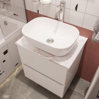 Тумба под раковину со столешницей STWORKI Колдинг 60 белая, сатиновая белая