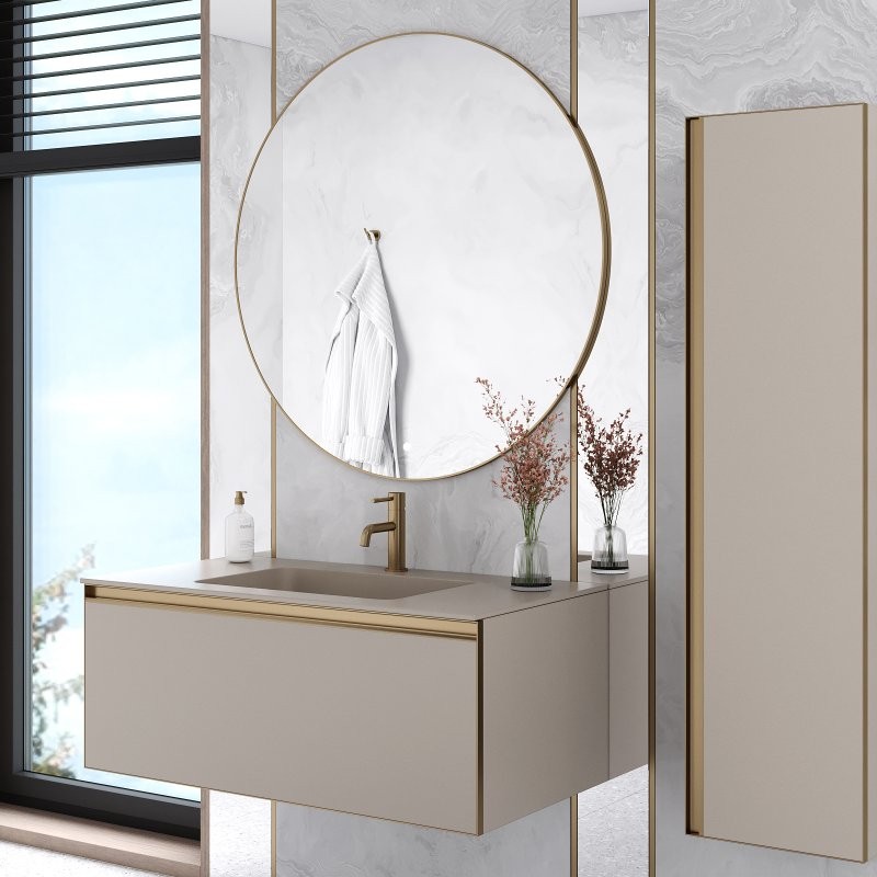 Тумба под раковину без столешницы Armadi Art Quatro 1 100 daphne, профиль matt gold