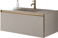 Тумба под раковину без столешницы Armadi Art Quatro 1 100 daphne, профиль matt gold