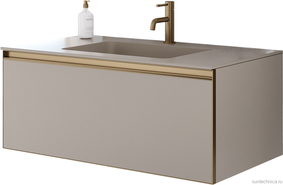 Тумба под раковину без столешницы Armadi Art Quatro 1 100 daphne, профиль matt gold