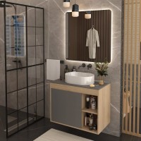 Тумба подвесная Teymi Nura 80, дуб эврика/графит матовый T60534