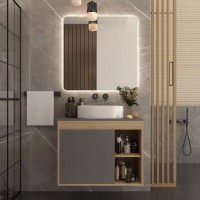 Тумба подвесная Teymi Nura 80, дуб эврика/графит матовый T60534