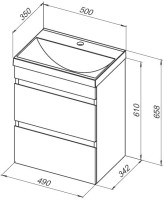 Тумба под раковину без столешницы Aquanet Нота new 50 подвесная, дуб холден