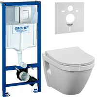 Комплект Унитаз подвесной VitrA S50 7740B003-0850 с бидеткой + Крышка 801-003-019 с микролифтом + Инсталляция Grohe Rapid SL 38772001 3 в 1 с кнопкой смыва + Звукоизоляция