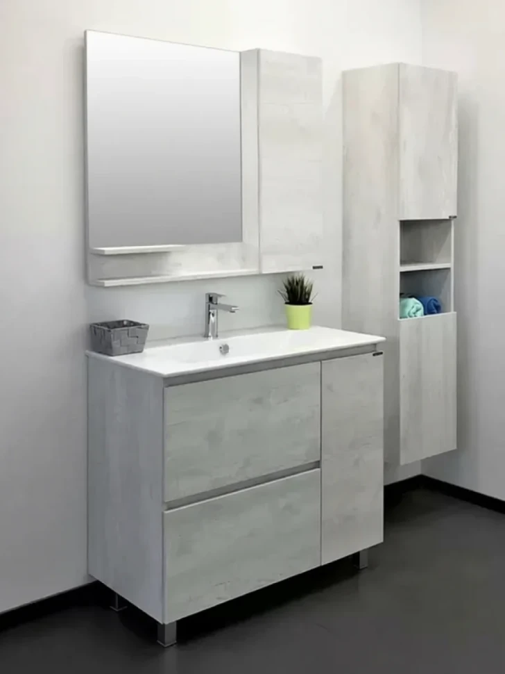 Тумба с раковиной Comforty Верона 90 напольная, белый дуб